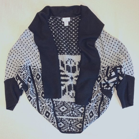 Sweaters - Cocoon grey & black sweater with shawl collar 18